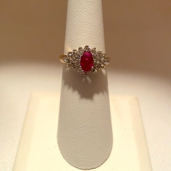 14 kt ruby and diamond ring